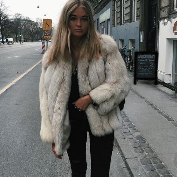 white faux fur jacket